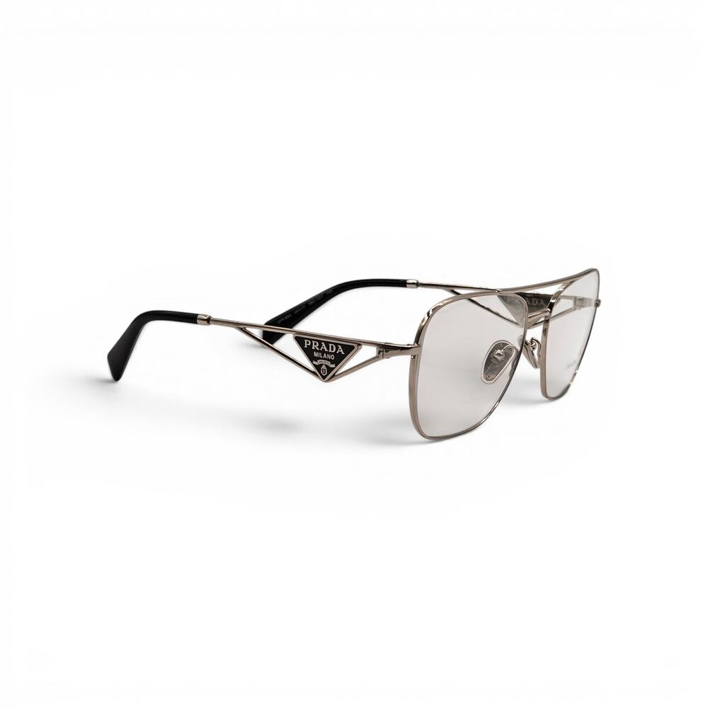 Prada VPR B50 1BC1O1 Silver Aviator Pilot Eyeglasses 59-17-140 - NWOB